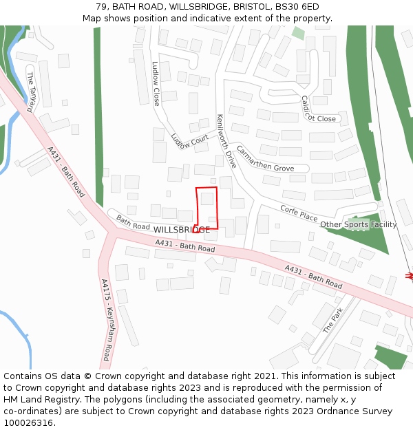 79, BATH ROAD, WILLSBRIDGE, BRISTOL, BS30 6ED: Location map and indicative extent of plot