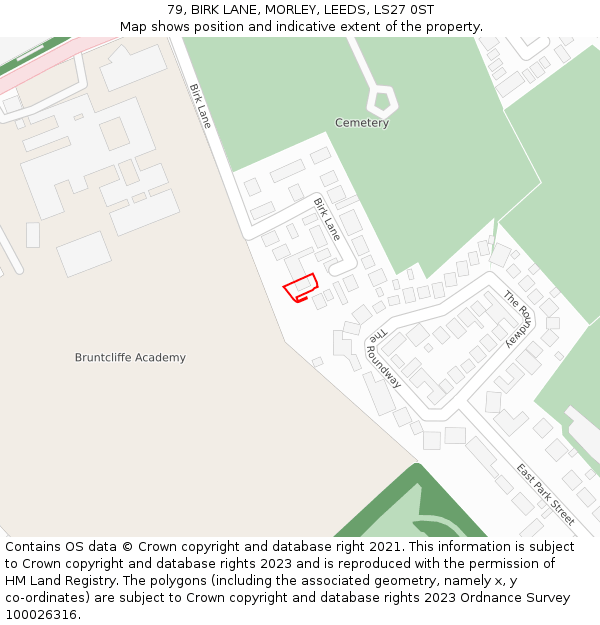 79, BIRK LANE, MORLEY, LEEDS, LS27 0ST: Location map and indicative extent of plot