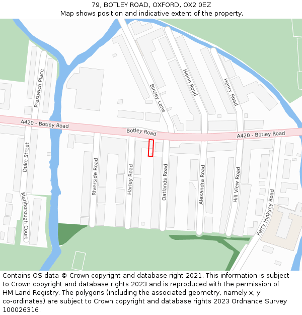 79, BOTLEY ROAD, OXFORD, OX2 0EZ: Location map and indicative extent of plot