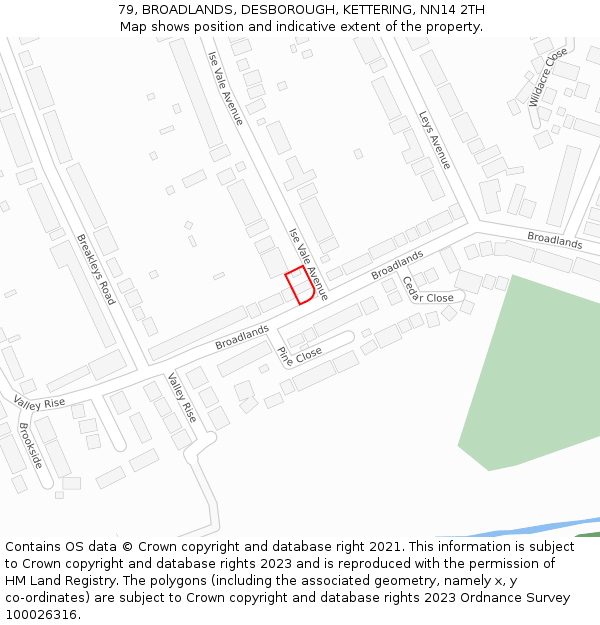 79, BROADLANDS, DESBOROUGH, KETTERING, NN14 2TH: Location map and indicative extent of plot