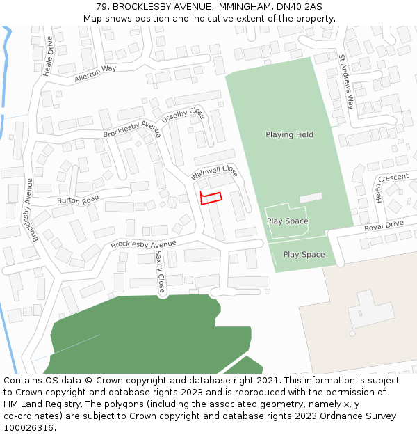 79, BROCKLESBY AVENUE, IMMINGHAM, DN40 2AS: Location map and indicative extent of plot