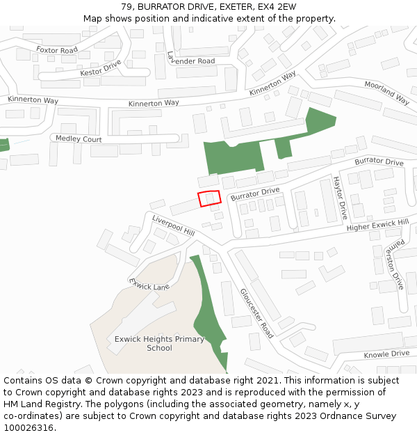 79, BURRATOR DRIVE, EXETER, EX4 2EW: Location map and indicative extent of plot