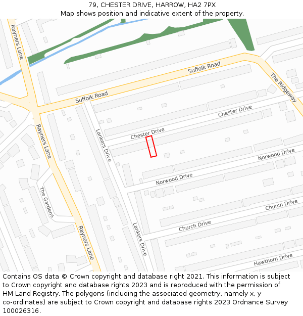 79, CHESTER DRIVE, HARROW, HA2 7PX: Location map and indicative extent of plot