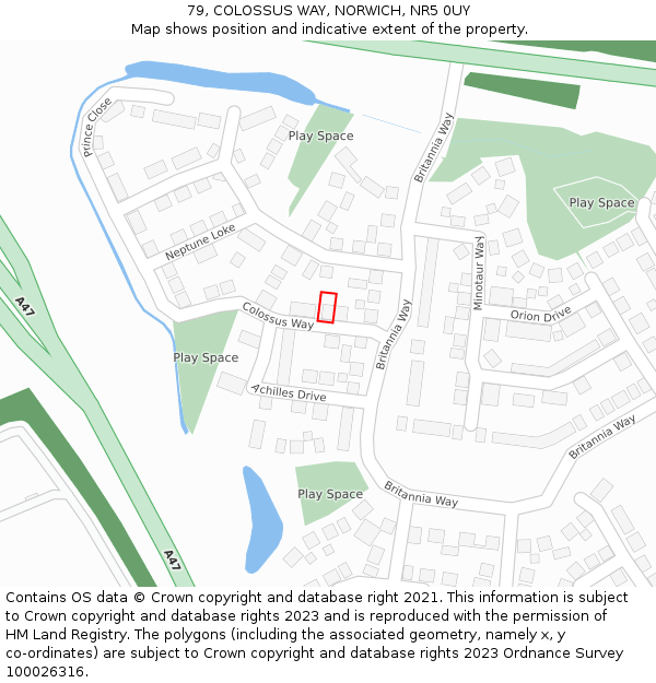 79, COLOSSUS WAY, NORWICH, NR5 0UY: Location map and indicative extent of plot