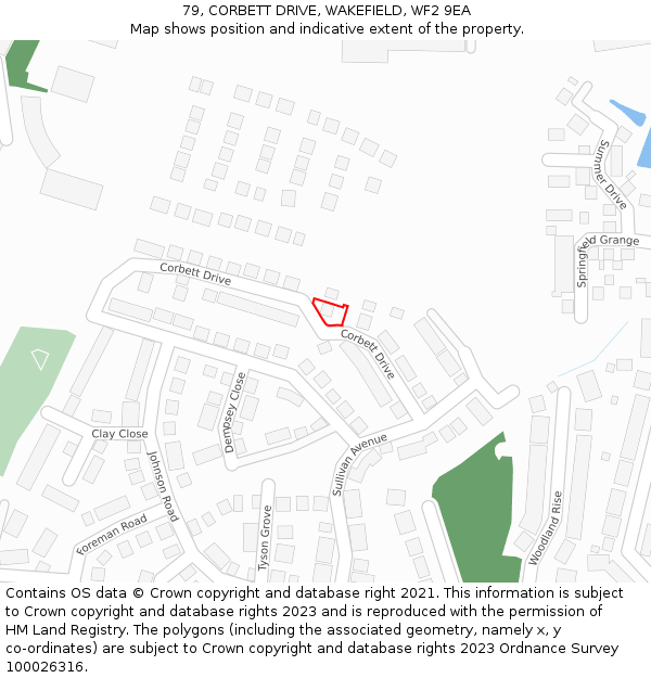 79, CORBETT DRIVE, WAKEFIELD, WF2 9EA: Location map and indicative extent of plot