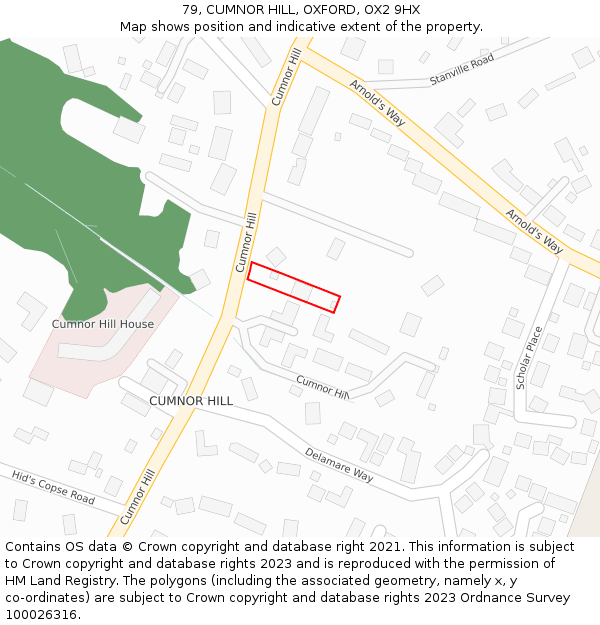 79, CUMNOR HILL, OXFORD, OX2 9HX: Location map and indicative extent of plot