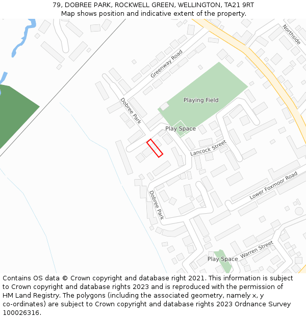 79, DOBREE PARK, ROCKWELL GREEN, WELLINGTON, TA21 9RT: Location map and indicative extent of plot