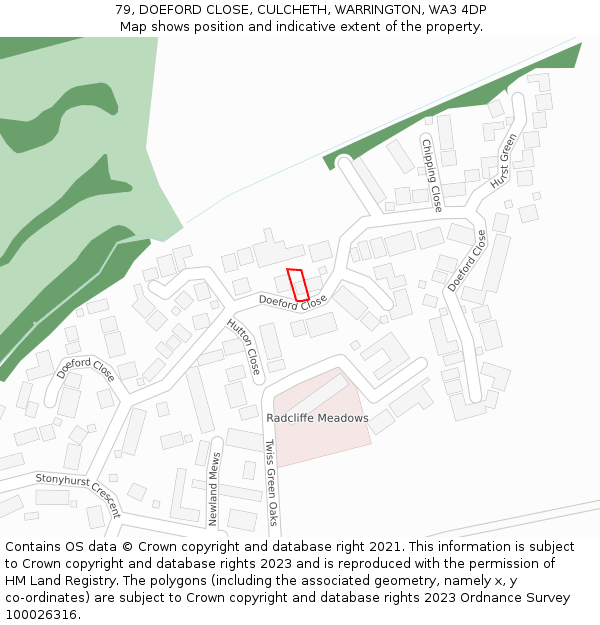 79, DOEFORD CLOSE, CULCHETH, WARRINGTON, WA3 4DP: Location map and indicative extent of plot