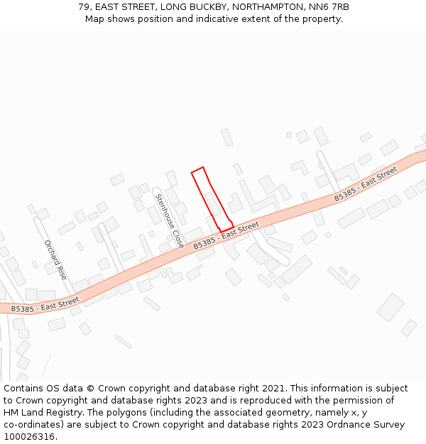 79, EAST STREET, LONG BUCKBY, NORTHAMPTON, NN6 7RB: Location map and indicative extent of plot