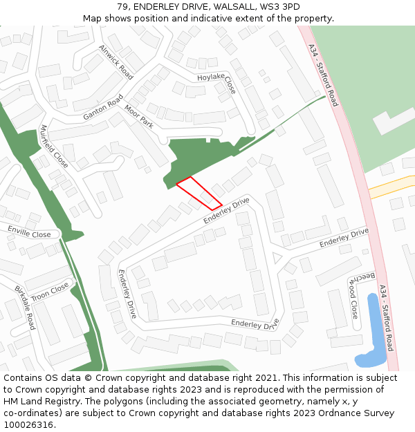 79, ENDERLEY DRIVE, WALSALL, WS3 3PD: Location map and indicative extent of plot