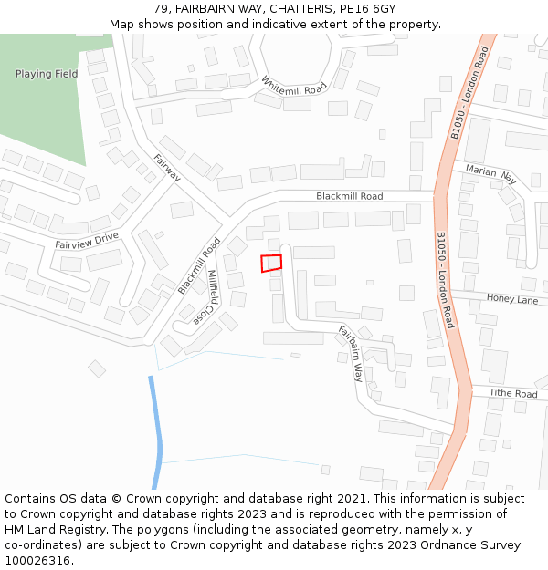 79, FAIRBAIRN WAY, CHATTERIS, PE16 6GY: Location map and indicative extent of plot