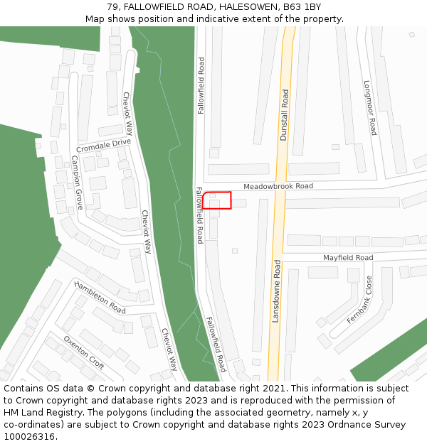 79, FALLOWFIELD ROAD, HALESOWEN, B63 1BY: Location map and indicative extent of plot