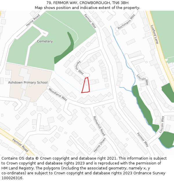 79, FERMOR WAY, CROWBOROUGH, TN6 3BH: Location map and indicative extent of plot