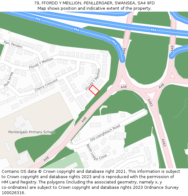 79, FFORDD Y MEILLION, PENLLERGAER, SWANSEA, SA4 9FD: Location map and indicative extent of plot