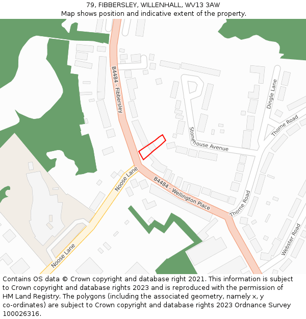 79, FIBBERSLEY, WILLENHALL, WV13 3AW: Location map and indicative extent of plot