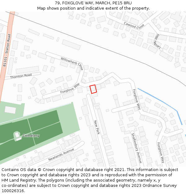79, FOXGLOVE WAY, MARCH, PE15 8RU: Location map and indicative extent of plot