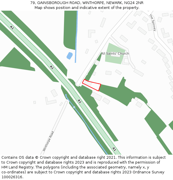 79, GAINSBOROUGH ROAD, WINTHORPE, NEWARK, NG24 2NR: Location map and indicative extent of plot