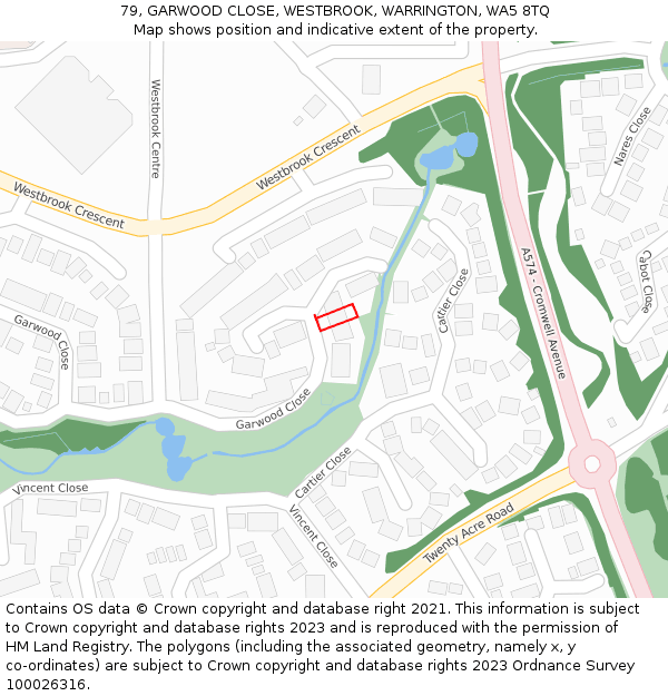 79, GARWOOD CLOSE, WESTBROOK, WARRINGTON, WA5 8TQ: Location map and indicative extent of plot