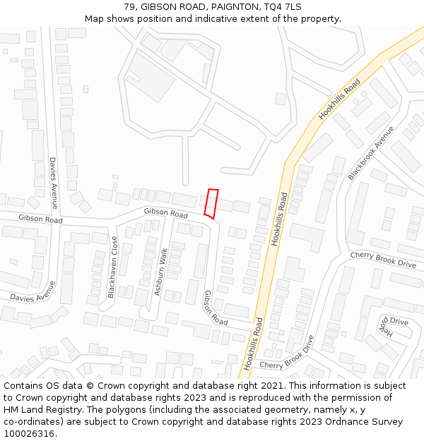 79, GIBSON ROAD, PAIGNTON, TQ4 7LS: Location map and indicative extent of plot