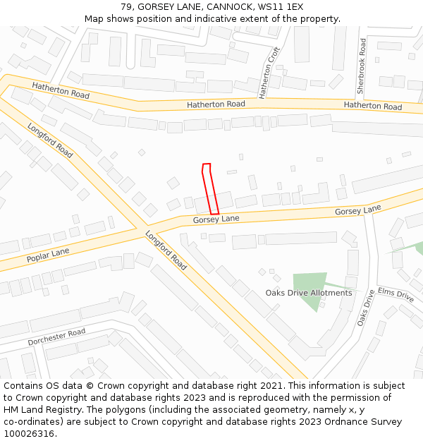 79, GORSEY LANE, CANNOCK, WS11 1EX: Location map and indicative extent of plot