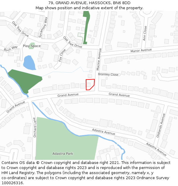79, GRAND AVENUE, HASSOCKS, BN6 8DD: Location map and indicative extent of plot