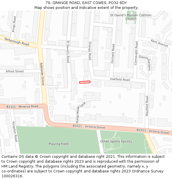 79, GRANGE ROAD, EAST COWES, PO32 6DY: Location map and indicative extent of plot