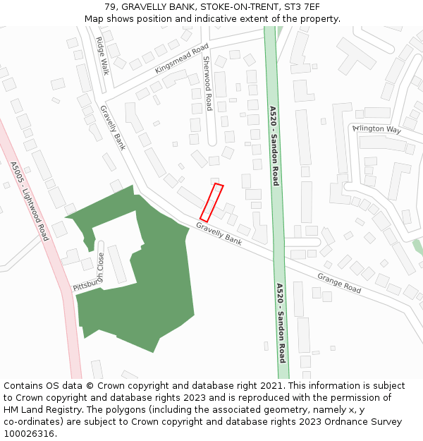 79, GRAVELLY BANK, STOKE-ON-TRENT, ST3 7EF: Location map and indicative extent of plot