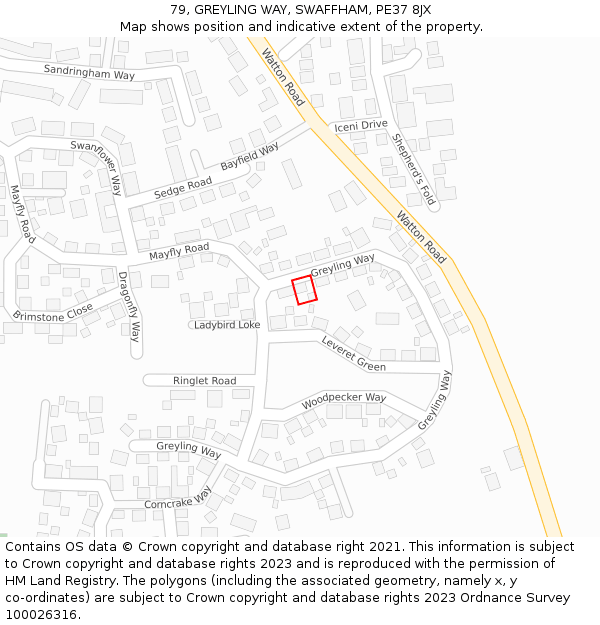 79, GREYLING WAY, SWAFFHAM, PE37 8JX: Location map and indicative extent of plot