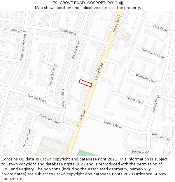 79, GROVE ROAD, GOSPORT, PO12 4JJ: Location map and indicative extent of plot