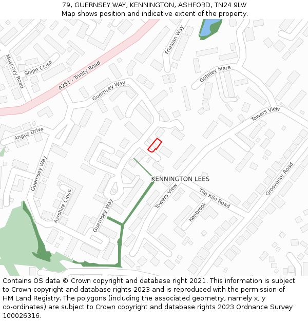 79, GUERNSEY WAY, KENNINGTON, ASHFORD, TN24 9LW: Location map and indicative extent of plot