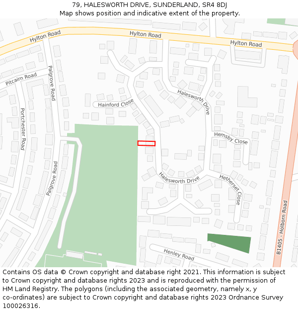 79, HALESWORTH DRIVE, SUNDERLAND, SR4 8DJ: Location map and indicative extent of plot