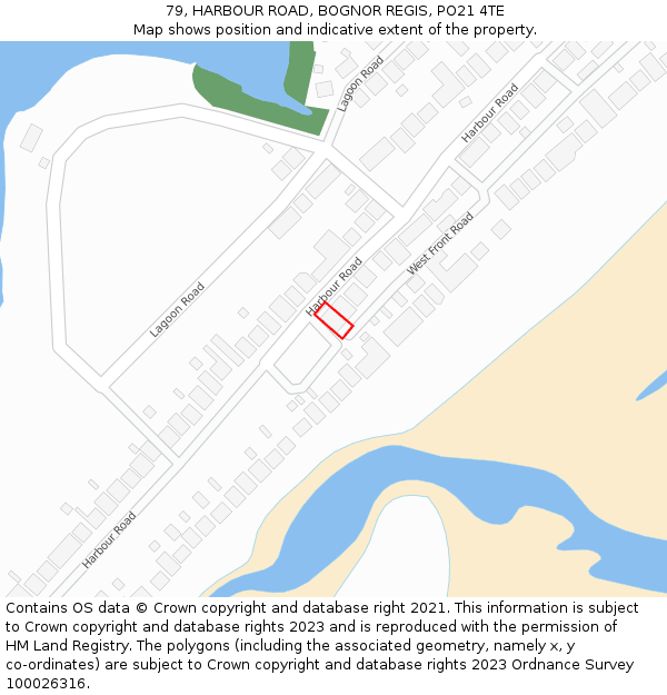 79, HARBOUR ROAD, BOGNOR REGIS, PO21 4TE: Location map and indicative extent of plot