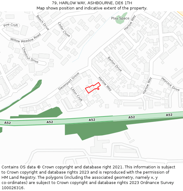 79, HARLOW WAY, ASHBOURNE, DE6 1TH: Location map and indicative extent of plot