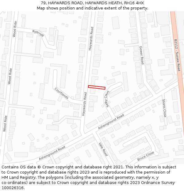 79, HAYWARDS ROAD, HAYWARDS HEATH, RH16 4HX: Location map and indicative extent of plot