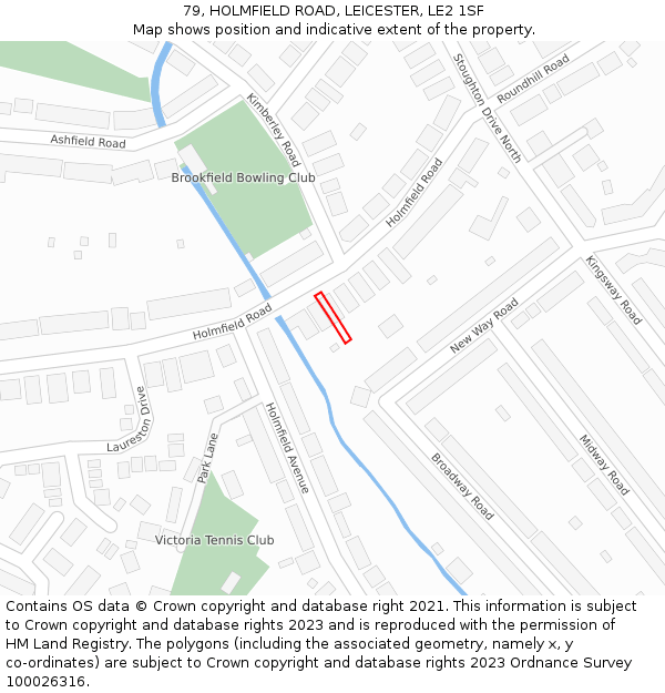 79, HOLMFIELD ROAD, LEICESTER, LE2 1SF: Location map and indicative extent of plot