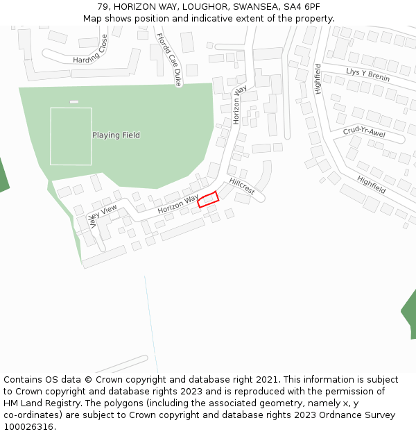 79, HORIZON WAY, LOUGHOR, SWANSEA, SA4 6PF: Location map and indicative extent of plot