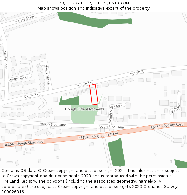 79, HOUGH TOP, LEEDS, LS13 4QN: Location map and indicative extent of plot