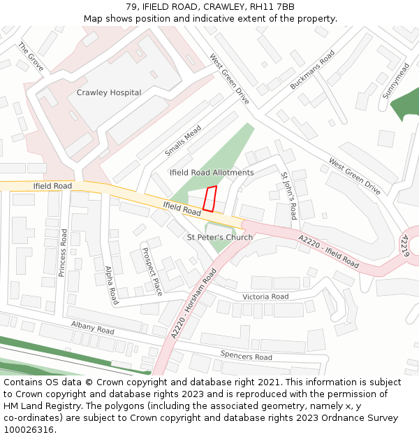 79, IFIELD ROAD, CRAWLEY, RH11 7BB: Location map and indicative extent of plot