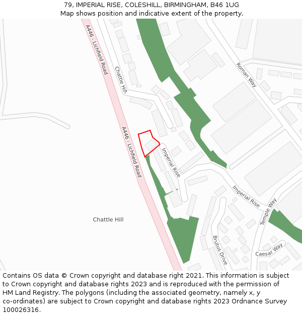 79, IMPERIAL RISE, COLESHILL, BIRMINGHAM, B46 1UG: Location map and indicative extent of plot