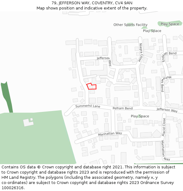 79, JEFFERSON WAY, COVENTRY, CV4 9AN: Location map and indicative extent of plot