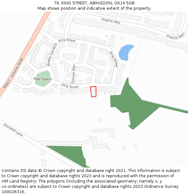 79, KING STREET, ABINGDON, OX14 5GB: Location map and indicative extent of plot