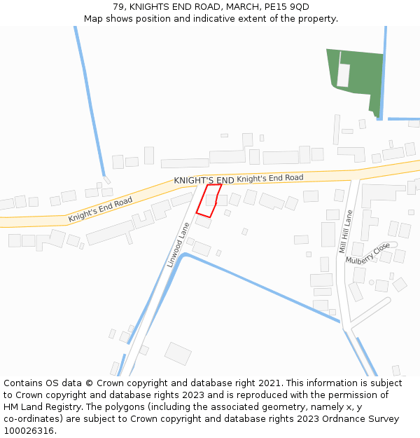 79, KNIGHTS END ROAD, MARCH, PE15 9QD: Location map and indicative extent of plot