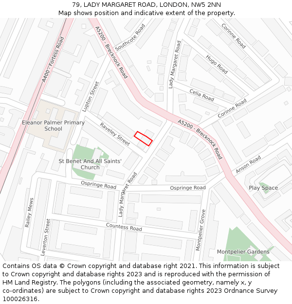 79, LADY MARGARET ROAD, LONDON, NW5 2NN: Location map and indicative extent of plot