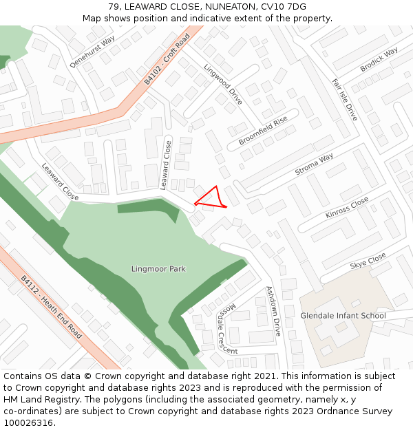 79, LEAWARD CLOSE, NUNEATON, CV10 7DG: Location map and indicative extent of plot