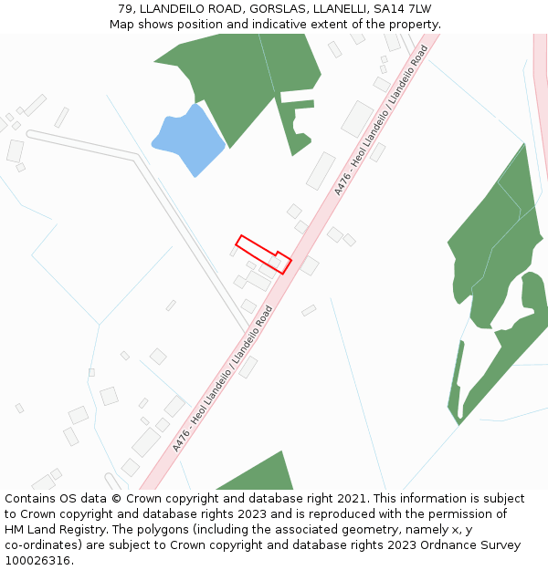 79, LLANDEILO ROAD, GORSLAS, LLANELLI, SA14 7LW: Location map and indicative extent of plot