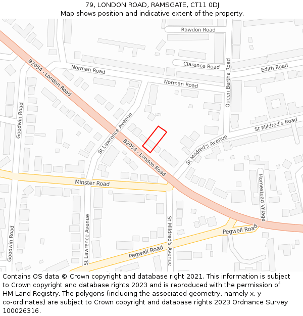 79, LONDON ROAD, RAMSGATE, CT11 0DJ: Location map and indicative extent of plot