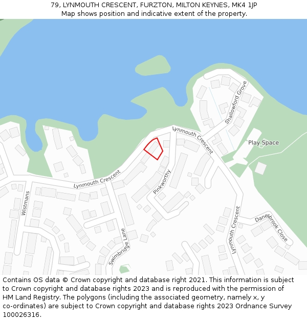 79, LYNMOUTH CRESCENT, FURZTON, MILTON KEYNES, MK4 1JP: Location map and indicative extent of plot