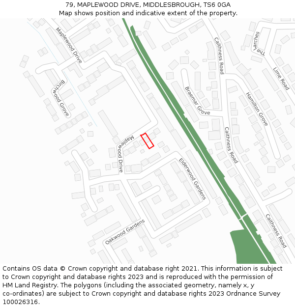 79, MAPLEWOOD DRIVE, MIDDLESBROUGH, TS6 0GA: Location map and indicative extent of plot