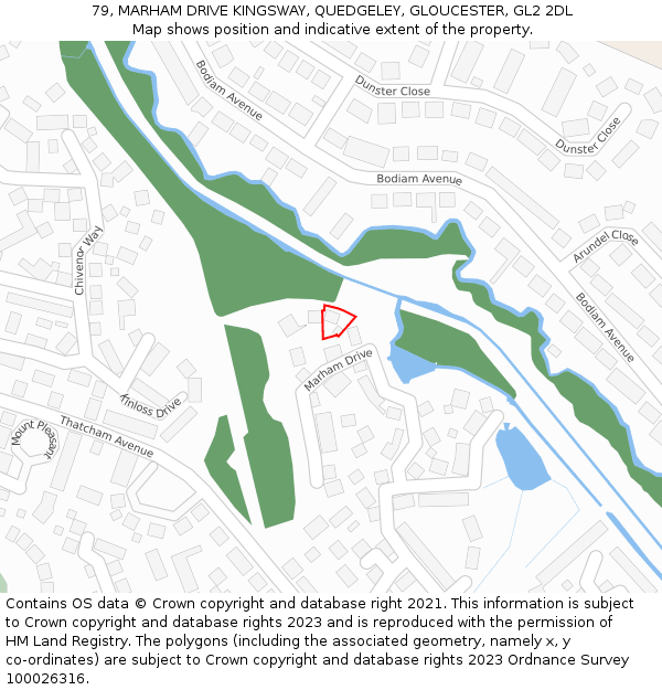 79, MARHAM DRIVE KINGSWAY, QUEDGELEY, GLOUCESTER, GL2 2DL: Location map and indicative extent of plot