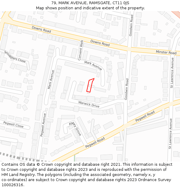 79, MARK AVENUE, RAMSGATE, CT11 0JS: Location map and indicative extent of plot